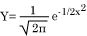 Y = 1/sqrt[(2pi)]exp[(-x2)/2]
